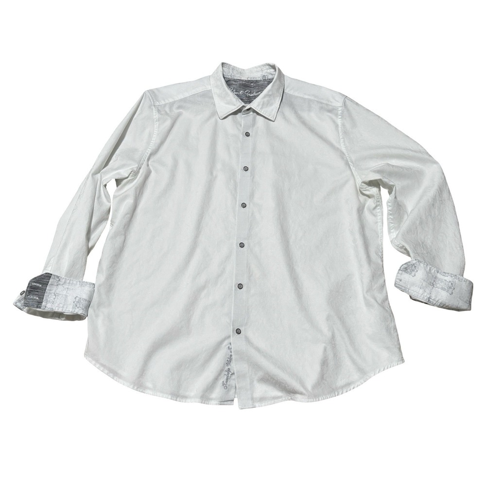 Robert Graham Men's Floral Textured Print Button Down‎ Shirt Cuff Print Size 3XL